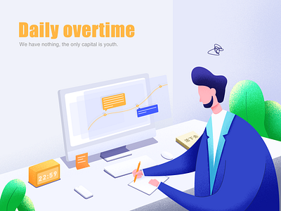 Working overtime late at night design illustration ui 插图 设计