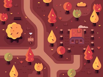 Autumn Home autumn design fall games home house illustration illustrator isometric landscape nature vector