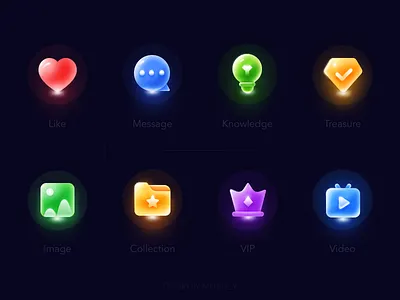 Colorful Icons_black app collection design file icons image knowledge like message treasure ui video vip