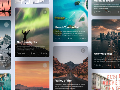 Excursions cards app cards excursion grid mobile app platform travel ui cards ui design web design webdesign