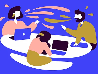 Intense Meetings blog blue culture flat flat design illustration illustrator laptops medium meeting startups vector