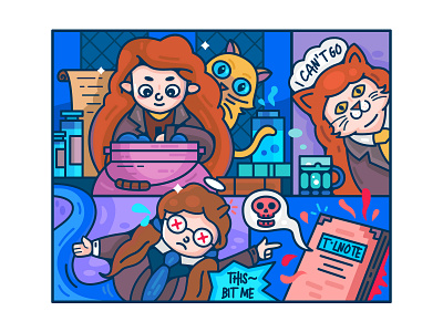Harry Potter and the Chamber of Secrets-#5 book cat girl glass happy potty illustration transformation