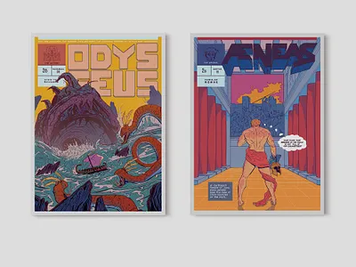 Aeneas & Odysseus Comic Covers comics greek greek mythology illustration mythology roman