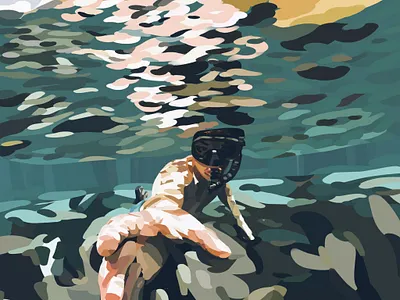 Watching The Sea digital art digital painting diving illustration procreate sea