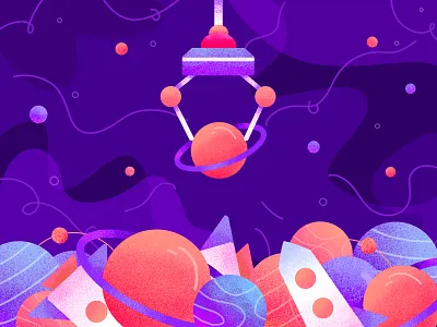 PLANET CATCHER catch catcher galaxy game grab illustration machine pickup planets spaceships star universe