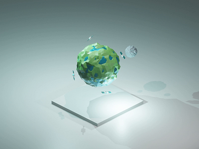 Hello World! 3d 3d animation blender diorama earth globe isometric design isometric illustration low poly low poly art moon satellite