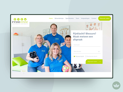 Sport injuries? Go to Fysiovenne animation clean client creative design page physiotherapy uidesign web