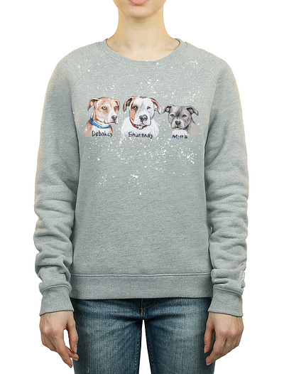 Hand-painted sweatshirt with the dogs apparel design fashion hand painted handmade illustration paint painting style wear