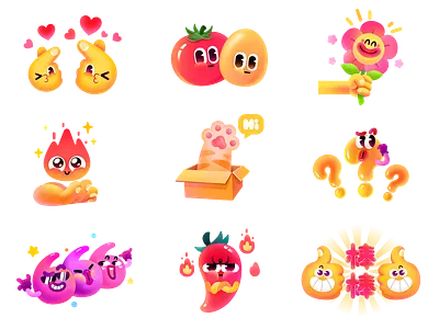 火花互动表情 cat expression illustration interactive interesting praise