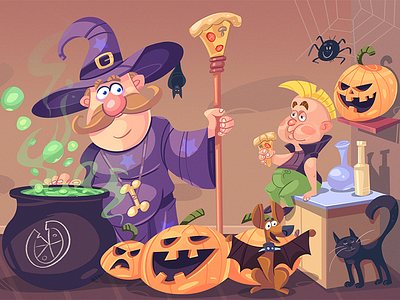 Party Time! animals cartoon cat character characterdesign coloring dog drawing fun halloween illustration kid kids party flyer pumkin spovv wizard