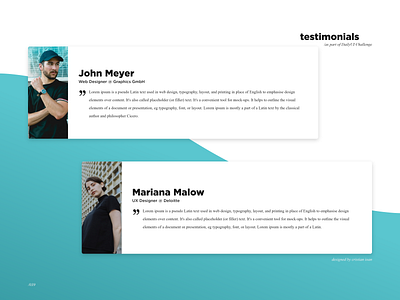 Testimonials 039 ceo dailyui dailyui039 dailyuichallenge design minimal review shadow teal team testimonial testimonials testimony text white