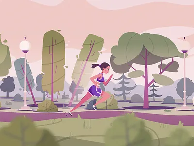 Running | Band art cartoon character design flat funny illustration park rainy run runner running sport training vector
