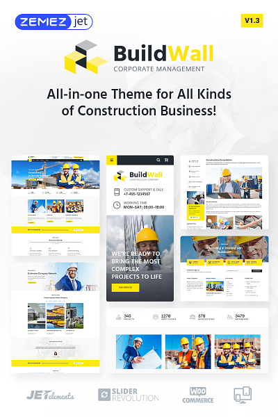 BuildWall - Construction Company Multipurpose WordPress Theme arhitecture business construction construction company corporate drag and drop elementor mechanic page builder responsive wordpress wordpress template wordpress theme wp