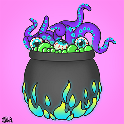 Hubble bubble toil and trouble cauldron eyeballs halloween halloween design spooky tentacles witch witchy