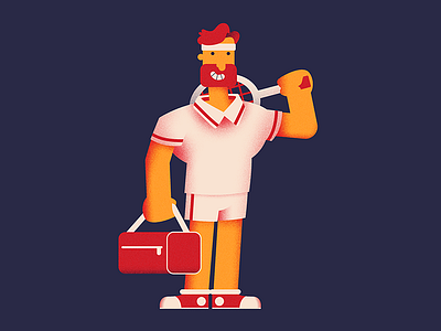 Tennis instructor charachter design character design grain illustration instructor shade tennis