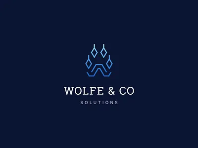 Wolfe & Co solutions blue brand identity branding consultancy consulting creative design engineering gradient identity letter logo logo design mark monogram solutions symbol vector wolf wolf paw