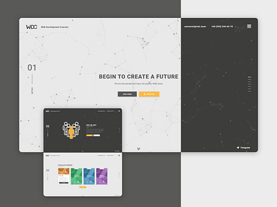 Landing page concept for online courses design gray monochrome ui web