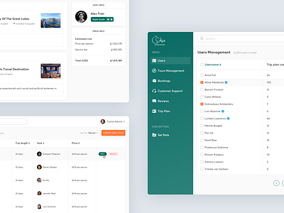 Users, Tours & Booking Management Dashboard booking crm dashboad destination discovery management map tour travel travel app trip trip planner ui user vietnam web