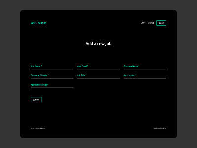 JustDevJobs Add Jobs Page add jobs button design form form design form field forms input textarea textbox ui ux web design