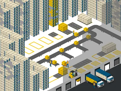 Warehouse Template 2.5d free illustration isometric template vector warehouse