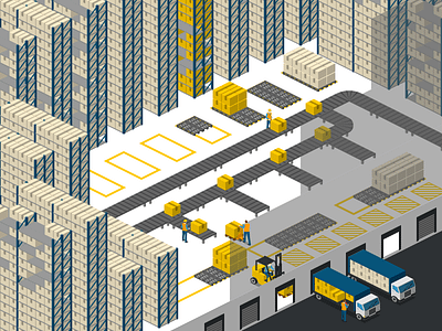 Warehouse Template 2.5d free illustration isometric template vector warehouse