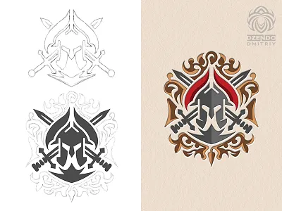 Spartan logo heraldry s beautiful brand branding design helmet heraldry identity logo logotype sketch sword