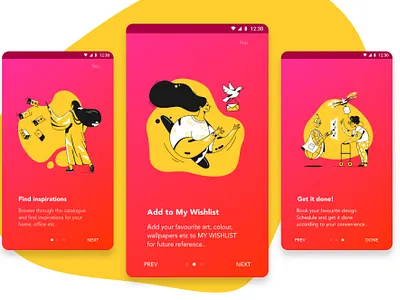 Walk Through Screens android app colours paint ui walkthrough