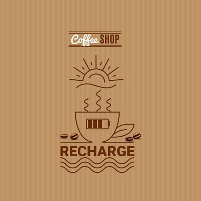 Coffe-Shop battery cup icon mug sun