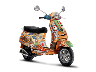 Vespa art 🛵 2d abstract art city color design digitalart flat illustration journey machine mechanic modified motorcycle shot sport steampunk travel vespa voyage