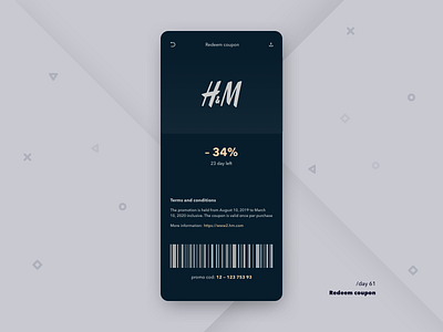 Redeem сoupon 061 app daily ui dark ui e commerce layout mobile ui