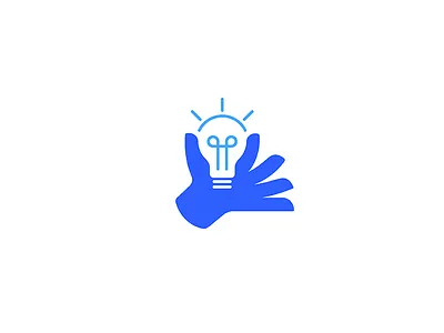 Idea giving app branding bulb design eureka geometry gift hand icon illustration light line logo mark minimal modern negative space technology vector