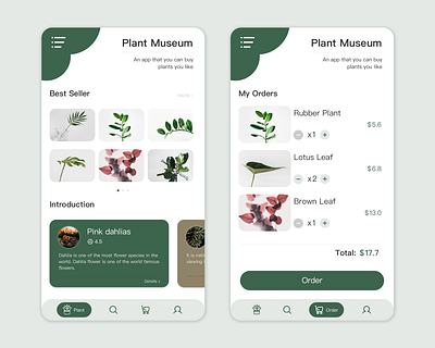 Plant Museum App UI app design plant ui