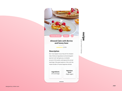 Recipe 040 dailyui dailyui040 dailyuichallenge ingredients pink recipe recipe app recipe card recipes