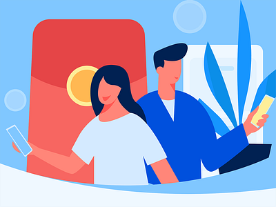 Invite friends app branding color design flat illustration mobile ui vector web