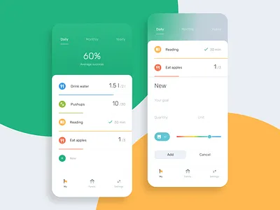 Your goals tracker clear colorfull concept design figma friendly goals green menu minimal simple statistics tracker