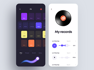 Beat Maker App Design app beat cuberto graphics icons illustration instrument interface ios library maker melody play record song sound ui ux