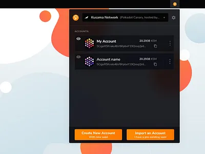 Polkadot extension account app browser chrome crypto design extension network new polkadot ui ux wallet web