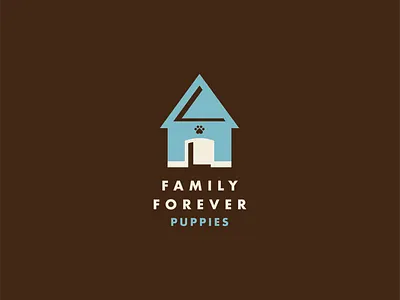 Family Forever Puppies Branding branding clean design dog house illustration logo mark paw shadows simple vector