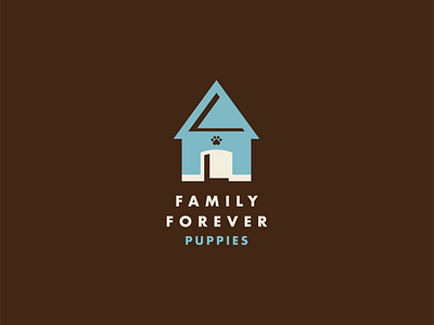 Family Forever Puppies Branding branding clean design dog house illustration logo mark paw shadows simple vector