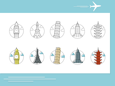 Travel icon set design icon illustration illustrator minimal ui vector web website