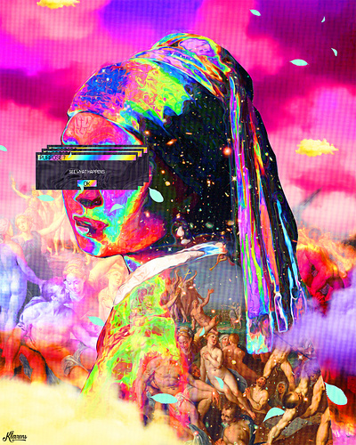 Renaissance Series Project abstract behance colorful creation of adam girl with pearl earing god gradient klarens old painting project psychedelic renaissance series series art trippy universe vaporwave vivid