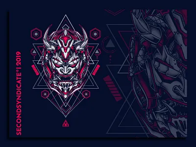 Oni from tomorrow detail geometric head illustration logo poster sacred geometry t shirt tattoo vector
