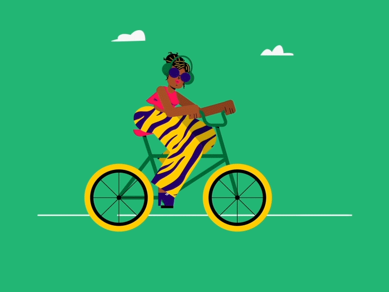 Go riding! 2danimation 2dcharacter bicycle bike character characteranimation flat girl gpw vector