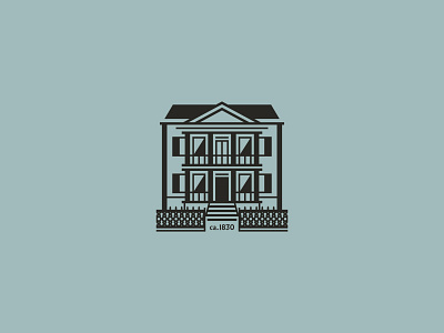 Old House branding building fence historic house icon illustration ironwork vector