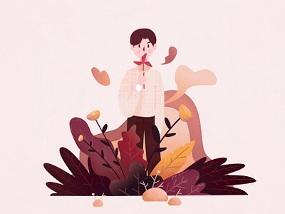 Story of autumn design flat illustration typography vector