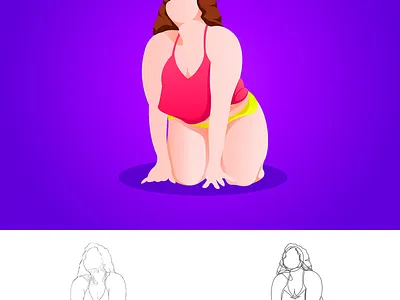 Illustrations created for the global problem of female obesity illustration purple vector illustration woman