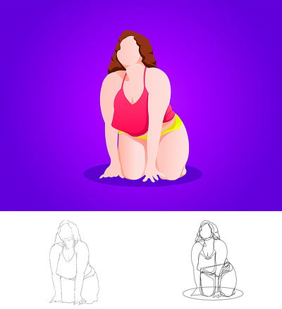 Illustrations created for the global problem of female obesity illustration purple vector illustration woman