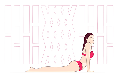 yoga girl.5 body color colorful flat flat illustration girl health illustration line lineart ornament pink sport yoga yoga pose