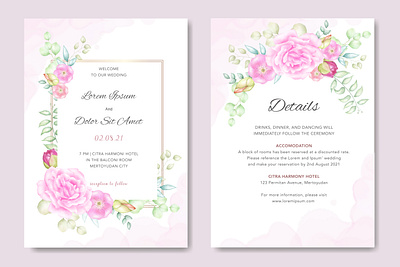 floral watercolor wedding invitation border card decoration decorative design elegant floral frame greenery illustration invitation invite leaf nature plant spring vector watercolor wedding wreath