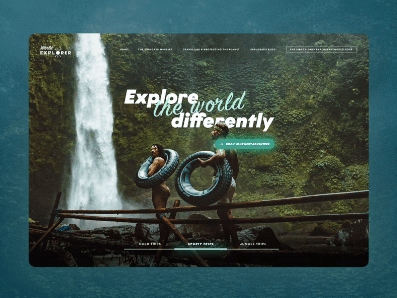 Animated UI - Explore the world differently animated branding creative design designer exploration logo travel traveling ui uidesign uidesignchallenge ux webdesign website